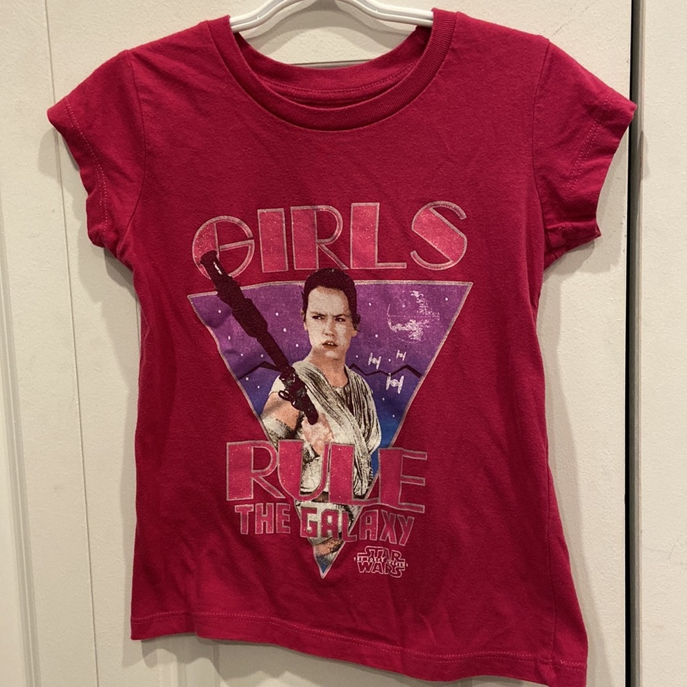 Star Wars Rey Girls Rule the Galaxy Short Sleeved Pink Tee